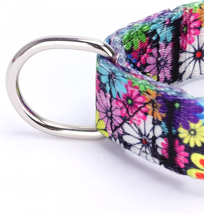Serijoars Adjustable Martingale Dog Collar Heavy Duty Nylon Dog Collar for Medium Large Dogs Walking Training Boy and Girl Dogs (M, Peacock Flower)