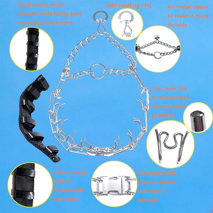 Dog Chain Collar, with Design Safety Buckle, Stainless Steel Durable Chewy for Small Medium Large Dog (Medium/Large (18-23" Neck, 3.0mm), Black)
