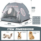 Pawstrip Dog Tent Indoor Cat House Pink Puppy Bed Portable Pet Teepe Princess Dog Camping Tent Outdoor Kitten Houses Cute Bunny Nest Girl Kitty Cave, Small (13.8" x 13.8" x 11.8")