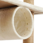 Cat Tree, W23.6*D15.7*H63in Cat Climbing Tower for Indoor Cats, Multi-Layer Cat Condo with Cat House, Hammock, Jumping Platforms, Scratching Posts, Holds 7.5kg/16.5lbs (Beige)