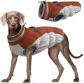 FUAMEY Dog Coat for Large Dogs,Waterproof Dog Winter Jacket with Harness Built in Puppy Cold Weather Coats Reflective Pet Vest with Zipper Warm Fleece Dogs Snowsuit Windproof Brown L