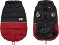 Dog Winter Puffer Jacket, Warm and Water-Resistant Coat with Leash Ring, Stylish Color Block Design for Small to Medium Dogs (Red, X-Large)