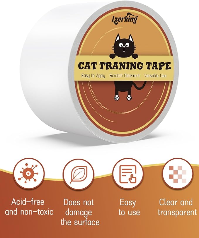 ScratchGuard Cat Furniture Protector Tape - 2 Rolls, Clear Double Sided, 4in20 Yards