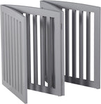 ZENY 24 Inch Pet Dog Gate, Foldable Freestanding Dog Door 4 Panel, White Wooden Z Shape Step Over Pet Fence for Entryway, Stairs, Doorway (Grey)