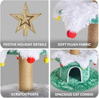 Cat Christmas Tree Multi Level Cat Tower with Scratching Posts Plush Condos and Holiday Cat Furniture Design Available in Multiple Styles and Sizes (Noble Fir, 66" H)