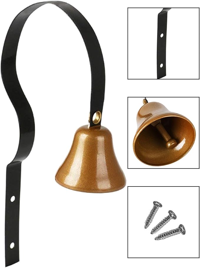 GoldTiger Dog Doorbell,Fixed Metal Dog Doorbell,Dog Bell for Door Potty Training,Bell for Dogs to Ring to go Outside,Manual Assemble Wall Mounted Dog Door Bell (2Pack Black)