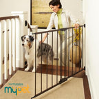 MyPet Windsor Walk Thru Pet Gate: 28.68" - 47.85" Wide Dog Gate. Hardware Mount, Dog Gates for The House, Cat Gate for Doorway. 31" Tall, Matte Bronze