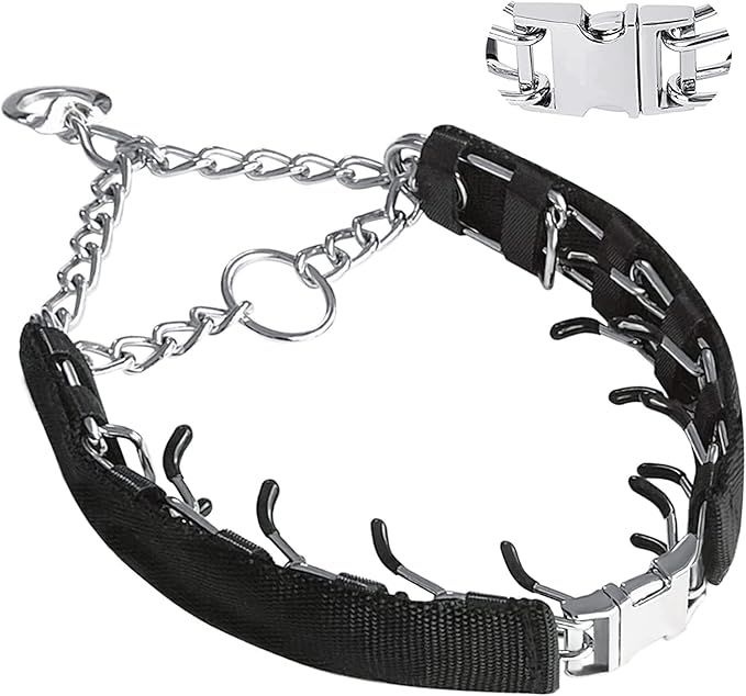 Dog Chain Collar, with Design Safety Buckle, Stainless Steel Durable Chewy for Small Medium Large Dog (Medium/Large (18-23" Neck, 3.0mm), Black)