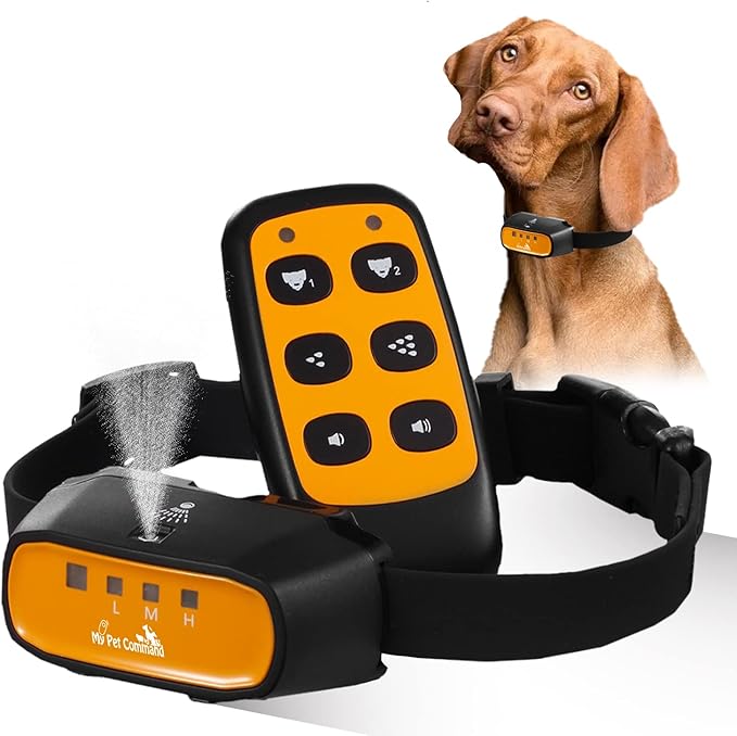 My Pet Command 2 in 1 Citronella Dog Anti bark training collar Auto and Remote Control Safe Humane Spray collar with advanced bark detection mode Adjustable sensitivity levels 1 Collar Kit with Remote