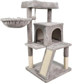 38-in Heavy-Duty Cat Tree for Large Cats, Multi-Level Tower with Sisal Scratching Posts, Plush Perch, Hammock & Condo Anti-Tip Design