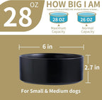 Black Elevated/Raised Dog Bowl Ceramic with Wood Stand for Small Medium Breed,Dog Food Water Dish Heavy, 6 in Non Slip Modern Cute Porcelain Pet Bowl