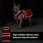 MIGOHI Reflective Waterproof Dog Coat, Medium, Red, Fleece Lined, Stormguard