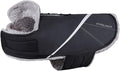 VIVAGLORY Snowrap Dog Coat, Jacket with Harness Hole, Dog Coat for Winter & Cold Weather, Fluffy Warm Fleece Lined Reflective Water Resistant for Puppy, XXS, Black