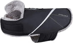 VIVAGLORY Snowrap Dog Coat, Jacket with Harness Hole, Dog Coat for Winter & Cold Weather, Fluffy Warm Fleece Lined Reflective Water Resistant for Puppy, XXS, Black