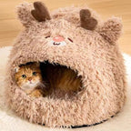 Cat Bed for Indoor Cats Large Cat Bed Cave Durable Cat Tent Bed with Removable Washable Cushion for Pet Cats and Dogs (Deer Style, S (14.2 X 14.2 X 11.8 Inch))