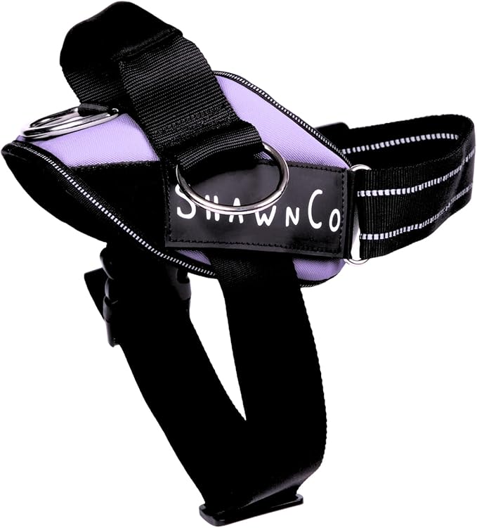 ShawnCo Essential Pro Dog Harness, No-Pull Pet Vest with 3 Leash Clips and Removable, Reflective Side Patches, Adjustable and Padded Harness for Small, Medium and Large Dogs (ICY Lilac, XL)