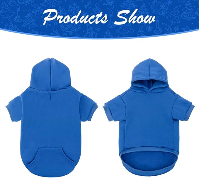 KOOLTAIL Dog Hoodie for Large Medium Small Dogs,Soft and Warm Pet Sweater with Leash Hole and Pocket Boy Girl,Puppy Fall Winter Jacket Clothes,French Pitbull Cold Weather Coat Sweatshirt,Blue L