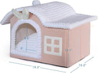 Jiupety Rabbit Cat House for Indoor Cats, Cute Covered Cat Bed with Spacious Interior, Pet Cave Bed Up to 3-15 Lbs Kitten, Pink