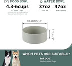 Ceramic Dog Bowl, Food and Water Bowl for Medium Breed Dog, Pet Bowl for Replacement (7.3 inch, Single Bowl, Grey)