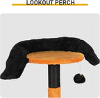 Gothic Cat Tree, 39.4" Halloween Cat Tree, Black Cat Tower for Indoor Cats with Sisal Scratching Posts, for Indoor Cats with Spacious Cat Condo, Sisal Scratching Posts, Hanging Toys, Orange & Black