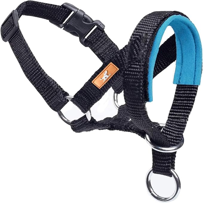 Dog Head Collar with Soft Fabric, Dog Head Harness to Stop Pulling with Adjustable Loop(M,Lake Blue)