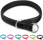 Reflective Slip Dog Collar, Loop Dog Collar for 44-75 lbs Dogs Nylon Collars with Soft Padded for Pet Training– Black 1" W x 22" L (Fits Neck 15.7"-19.7")