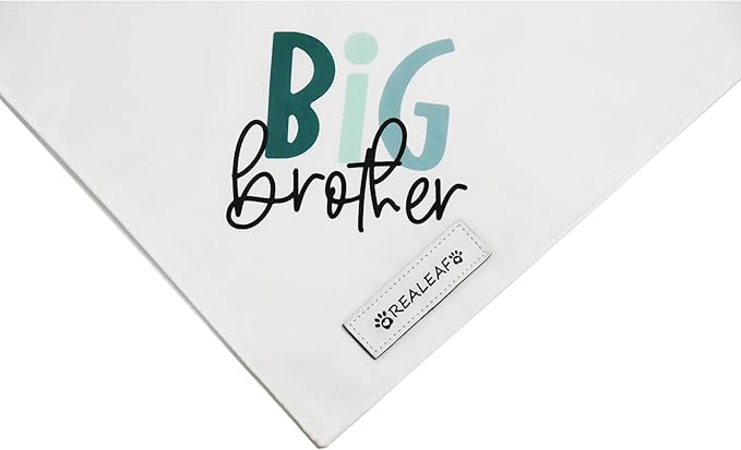 Realeaf Big Brother Dog Bandanas Pet Scarf for Large and Extra Large Dogs New Baby Announcement Pet Accessories Pregnancy Reveal Ideas (Big Brother, X-Large)