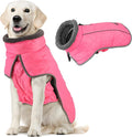 Fragralley Dog Coat Large, Waterproof Dog Jacket with Warm Fleece Lining, Adjustable Reflective Dogs Winter Coat, Turtleneck Pet Coats for Cold Weather (Pink XL)