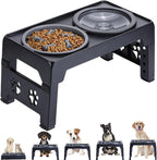 Elevated Dog Bowls, Raised Dog Bowl with 2 Stainless Steel Dog Food Bowls, Dog Bowls Stand Adjusts to 5 Heights 2.95", 8.46", 9.65", 10.82", 12.01" for Small Medium Large Dogs Cats Pets,Black