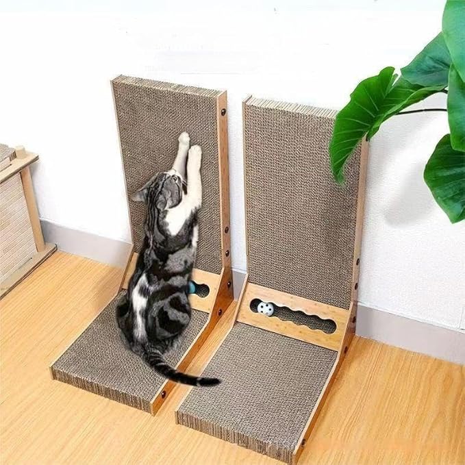 Premium Corrugated Cardboard Cat Scratcher & Perch – Dual-Level Scratch Station for Indoor Cats, Eco-Friendly, Durable & Space-Saving Play Furniture