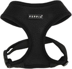 Puppia Soft Dog Harness No Choke Over-The-Head Triple Layered Breathable Mesh Adjustable Chest Belt and Quick-Release Buckle, Black, Large