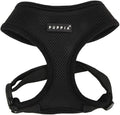 Puppia Soft Dog Harness No Choke Over-The-Head Triple Layered Breathable Mesh Adjustable Chest Belt and Quick-Release Buckle, Black, X-Small