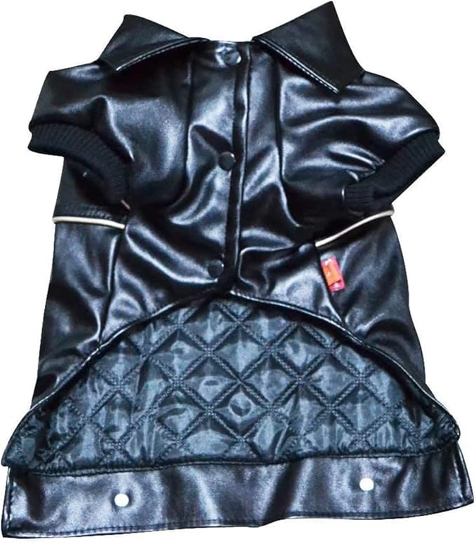 Dog Winter Coat Pu Leather Motorcycle Jacket for Dog Pet Clothes Leather Jacket, Waterproof(S)