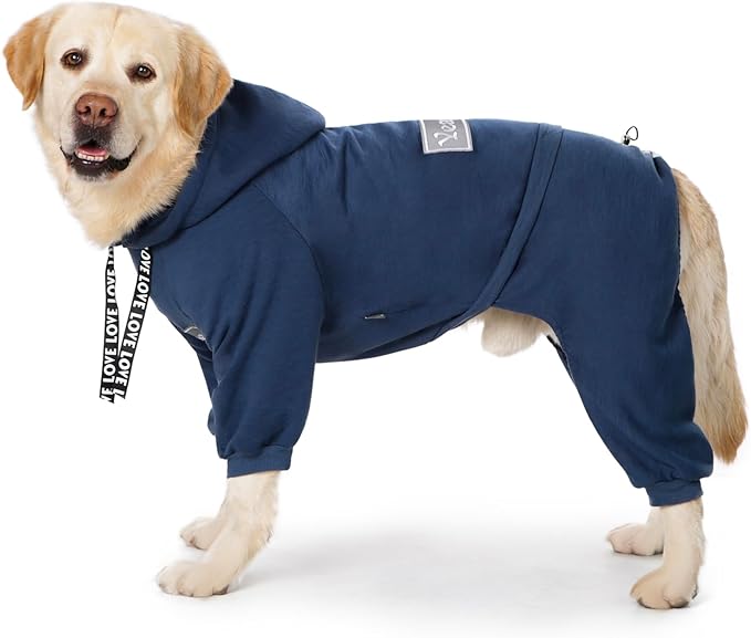 Dog Hoodies Winter Coat for Large Medium Dogs, Pullover 10 Legs Warm Coat Hooded Sweatshirt, Fleece Hoodie for Cold Weather (Dark Blue, 2X-Large)