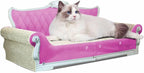 Sofa Shaped Cat Scratching Boards,Cat Scratcher Couch,Extra Large Cat Scratcher Bed 27.5inch for Large Cats Multi-Cats with Catnip(Pink)