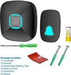 Doorbell, Lovin Product Waterproof Wireless Doorbell Chime Kit with 36 Chimes, Adjustable Volume; 1000feet Operating, with Sound LED Flash Door Bell for Home (1 Receiver x 1 Push Button) Black