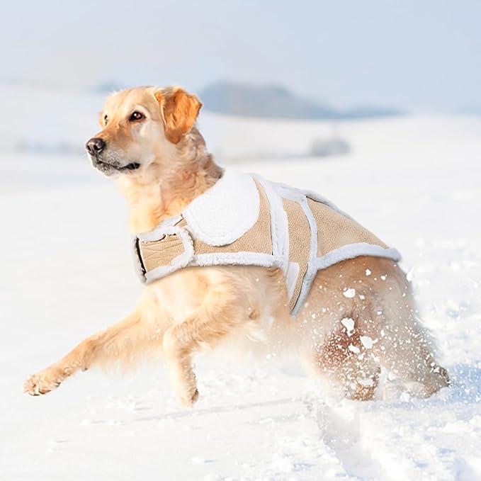 Namsan Large Dog Coat for Winter, Fleece Dog Jackets with Leash Hole Large Breeds, Warm Doggie Coats for Large Dogs, Dogs Vest with Adjustable Magic Tape, Easy to Wear, XL
