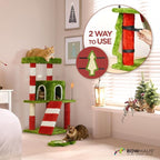 Christmas Cat Tree, Multi-Level Holiday Activity Cat Tree Tower with Scratching Post, Cozy Hammock, Fluffy Play Ball & Cave Condo, Indoor Christmas Decoration for Kitties, Gifts for Cat Owners