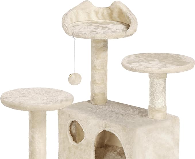 Topeakmart 61in Cat Tree for Indoor Cats, Cat Tower with Scratching Posts Spacious Perch & Platform for Kittens, Beige