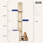 4-Level Door Hanging Cat Climber Door Mounted Vertical Cat Tree Tower with Felt Planks & Velvet Pads for Indoor Cats with Non-Marking Installation (60“H x 24.4" L x 13.4" W)