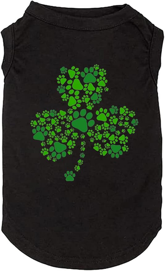 Dog Apparel Lucky Boy Letter Print Clover Shirts for Small Large Dog Vest Puppy Gift St Patrick's Day Costume(XX-Large,Black02)