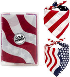 GOLD HONEY 2PCS American Flag Dog Bandanas Reversible in Box, Patriotic Dog Scarves for Large Dogs, 4th of July Memorial Day Pet Scarf, USA Flag Bandana Pet Accessories