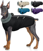 IDOMIK Warm Dog Coat with Harness, Waterproof Reflective Dog Jackets for Small Medium Large Dogs, Fleece High Collar Winter Jacket with Zipper, Pet Winter Snowsuit Clothes for Cold Weather,Black XL
