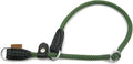 Braided Round Martingale Dog Collar, Training Collar with Slidable Stop Ring and Adjustable Stopper - Ideal for Small Dogs (S(1/4") - 14" Long, Dark Green)