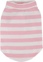 LOPHIPETS 100% Breathable Cotton Striped Dog Tee Shirt T-Shirt for Small Dogs Teacup Chihuahua Yorkie Puppy Clothes -Pink and White Strips/XS