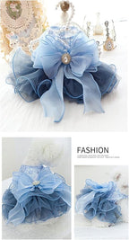 Fashion Sweet Puppy Dog Blingbling Princess Skirt Pet Dog Lace Cake Camisole Tutu Dress E-Navy M