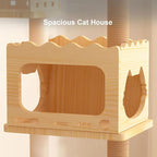 66.9" Modern Cat Tree Tower for Indoor Cats, Multi-Level Wood Cat Condo with Sisal Scratching Posts, Acrylic Hammock & Top Perch, Large Cat Climbing Tree Furniture, Natural