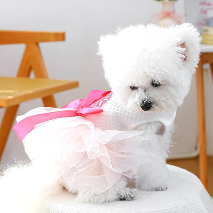 Furbabycare® Elegant Sweet Easter Puppy Dog Blingbling Princess Skirt Pet Dog Lace Cake Camisole Tutu Dress C-Doughnut X-Small