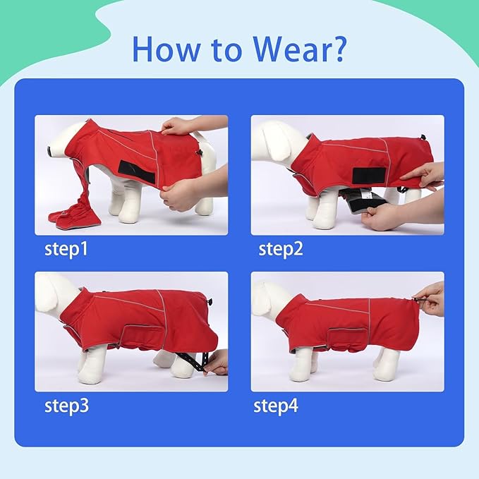 MIGOHI Dog Winter Jacket,Dog Coat Waterproof,4XL Winter Snow Coat with Fleece Lining for Large Dogs Boys Girls,Snowproof Pet Jacket,Great Dane,Mastiff,Red