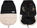 Dog Winter Puffer Jacket, Warm and Water-Resistant Coat with Leash Ring, Stylish Color Block Design for Small to Medium Dogs (Beige, Medium)